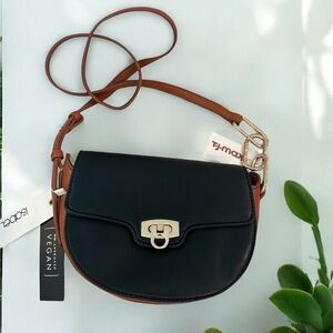 Isabelle NWT - Beautiful Black/Brown Adjustable Crossbody Bag Gold Hardware.